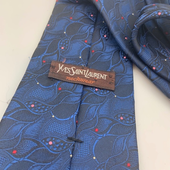 Set of Two Vintage Yves Saint Laurent Silk Ties Blue & Gold - Picture 8 of 15